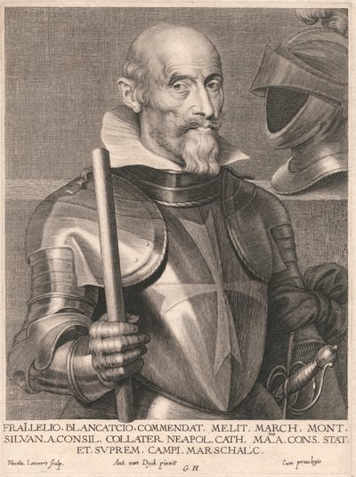 Frai.Lelio. Blancatcio. Commendat, Melit. March. Mont. Silvan. a.Consil. Collater. Neapol. Cath. Matis. a. Cons. Stat. et. Suprem. Campi. Arcschalc. von Nicolaes Lauwers