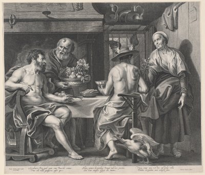 Jupiter und Merkur bei Philemon und Baucis von Nicolaes Lauwers, after Jacob Jordaens