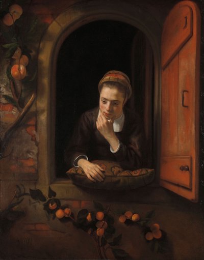 Mädchen am Fenster von Nicolaes Maes