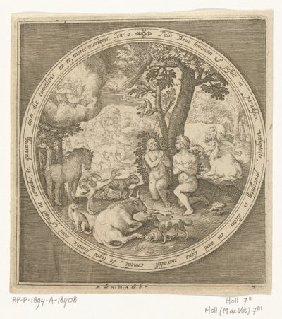 Adam und Eva im Paradies (Von der Schöpfung bis zur Vertreibung aus dem Paradies, Serie) von Nicolaes de Bruyn