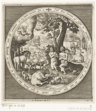 Der siebte Tag der Schöpfung: Adam und Eva im Paradies von Nicolaes de Bruyn