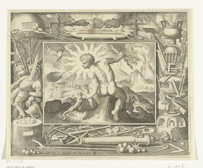 Element Feuer als junger Mann mit Blitzen (Ignis, Die vier Elemente) von Nicolaes de Bruyn