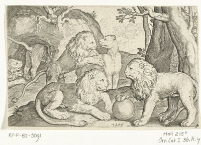 Löwen. Animalivm qvadrvpedvm. Tiere in Landschaften von Nicolaes de Bruyn