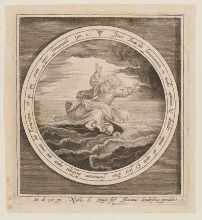 Zweiter Tag: Die Teilung der Wasser, von der Schöpfung bis zur Vertreibung aus dem Paradies von Nicolaes de Bruyn