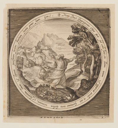 Dritter Tag: Die Erschaffung von Land und Vegetation, aus Die Schöpfung bis zur Vertreibung aus dem Paradies von Nicolaes de Bruyn