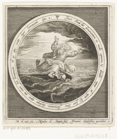 Zweiter Tag der Schöpfung: Gott trennt die Wasser in Himmel und Meer von Nicolaes de Bruyn
