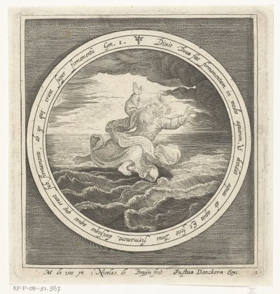 Zweiter Tag der Schöpfung: Gott trennt die Wasser in Himmel und Meer von Nicolaes de Bruyn