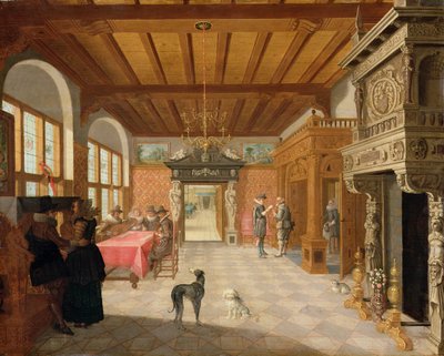 Innenansicht einer Halle mit Figuren, 1621 von Nicolaes de Gyselaer