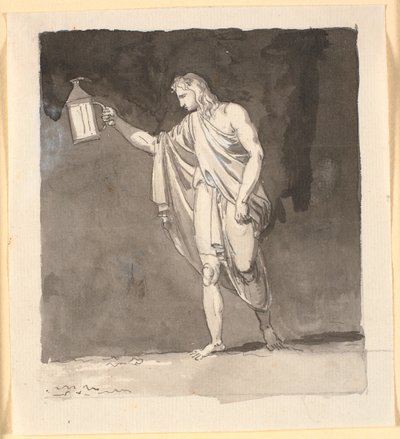 Diogenes, der im Dunkeln mit einer Laterne leuchtet von Nicolai Abildgaard