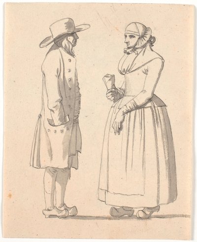 Ein Bauer und seine Frau stehen sich gegenüber von Nicolai Abildgaard