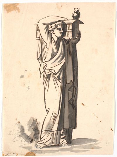 Eine Frauenfigur, die eine Lade auf der linken Schulter trägt von Nicolai Abildgaard