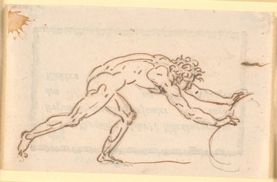 Ein nackter Mann, der einen großen Stein stößt von Nicolai Abildgaard