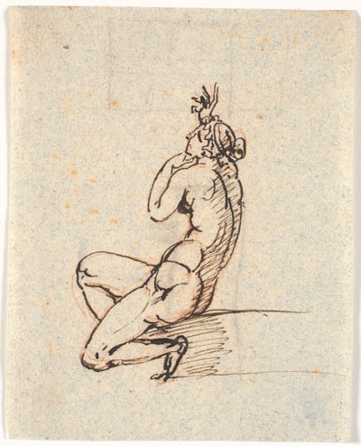 Eine nackte sitzende Frau, nach links gewandt, mit erhobener rechter Hand von Nicolai Abildgaard