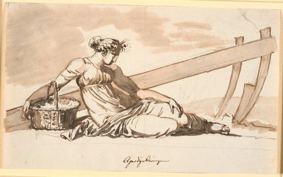 Ruhende Frau vor einem Pflug. Allegorie auf den Ackerbau von Nicolai Abildgaard