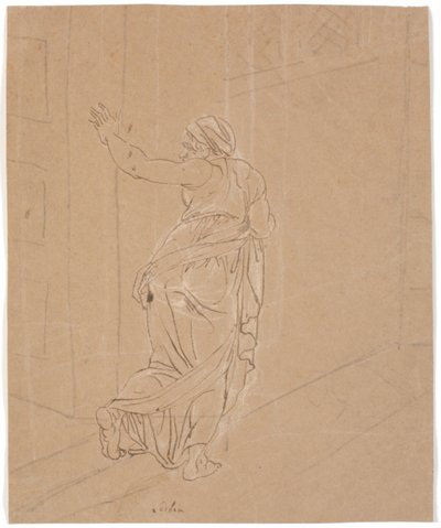 Die Hebamme. Studie zum Mädchen von Andros. [Die Hebamme verlässt das Haus des Andros-Mädchens] von Nicolai Abildgaard
