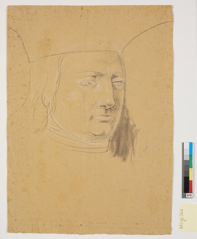 Studie des Kopfes von Christian I auf Christian I erhebt Holstein zum Herzogtum von Nicolai Abildgaard