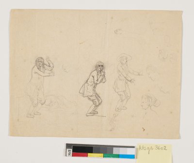 Studien von Köpfen und Figuren, darunter eine männliche Figur dreimal dargestellt von Nicolai Abildgaard