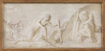 Thetis taucht ihren Sohn Achilles in den Fluss Styx, um ihn unverwundbar zu machen von Nicolai Abildgaard