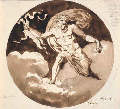 Donnerstag. Jupiter mit dem Blitz in der rechten Hand von Nicolai Abildgaard
