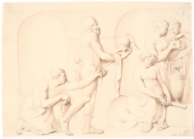 Odysseus entdeckt Achilles unter den Töchtern des Lykomedes von Nicolai Abildgaard