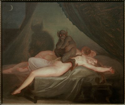 Der Albtraum. Ein Teufel sitzt auf dem Körper einer nackten Frau, die mitten in der Nacht schläft. Gemälde von Nicolas Abraham Abildgaard (1743-1809) von Nicolai Abraham Abildgaard