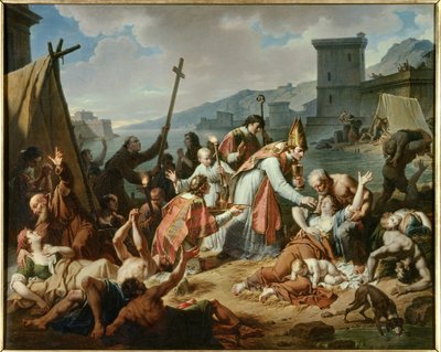 Hingabe von Monsignore de Belsunce während der Pest von 1720 in Marseille von Nicolas Andre Monsiau