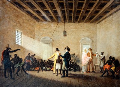 Ein Innenraum mit Sklavenhändlern von Nicolas Antoine Taunay