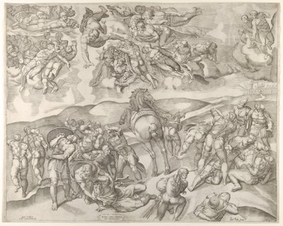 Bekehrung des Saulus, aus Michelangelos Fresko in der Paulinischen Kapelle im Vatikan, ca. 1545-60 von Nicolas Beatrizet