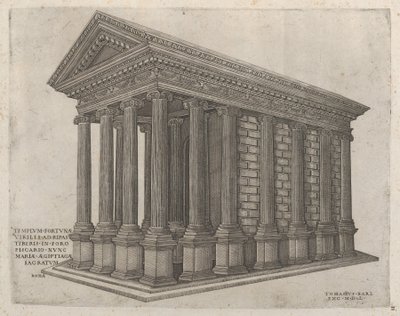 Speculum Romanae Magnificentiae: Der Tempel des Glücks in Rom von Nicolas Beatrizet
