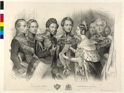 Königin Victoria von England überreicht König Louis Philipp von Frankreich den Hosenbandorden von Nicolas Eustache Maurin