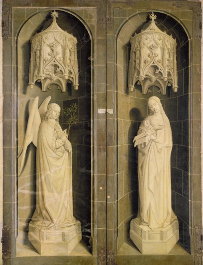 Die Verkündigung, Außenflügel des Triptychons von Moses und dem brennenden Dornbusch, ca. 1476 von Nicolas Froment
