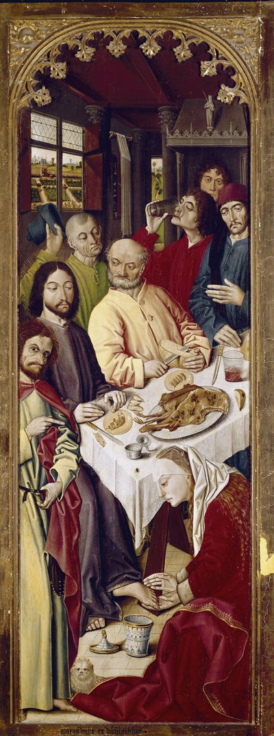 Triptychon: Maria Magdalena wäscht die Füße Jesu (rechter Flügel) von Nicolas Froment