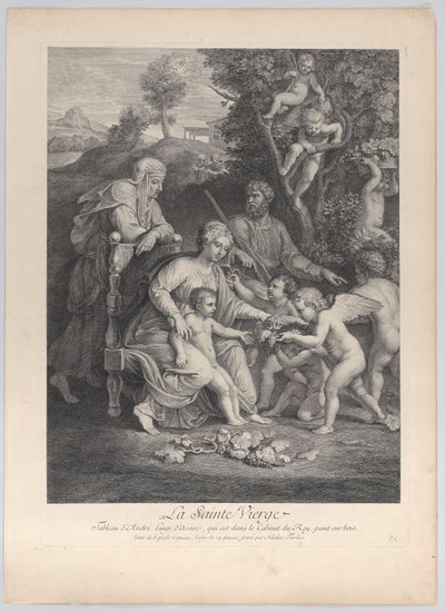 Die Heilige Familie mit der Heiligen Elisabeth und Engeln, ca. 1729 von Nicolas Henri Tardieu