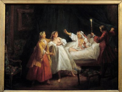 Erzählungen von Jean de La Fontaine: Der bestrafte Gascogner Gemälde auf Kupfer von Nicolas Lancret (1690-1743) von Nicolas Lancret