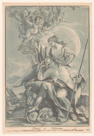 Diana und Endymion (Cabinet Crozat, Sammlung von Drucken nach den schönsten Gemälden und Zeichnungen in Frankreich) von Nicolas LeSueur