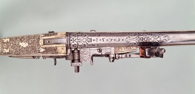 Paar von Flintlock-Präsentationspistolen mit Silbermontierungen, traditionell von Napoleon I. seinem Bruder Joseph Bonaparte bei seiner Krönung zum König von Spanien überreicht, wahrscheinlich 1808. Hergestellt von Nicholas Noel Boutet, Versailles von Nicolas Noel Boutet
