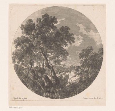 Landschaft mit zwei Figuren hinter einem Lasttier von Nicolas Perelle