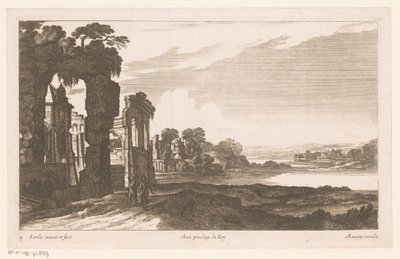 Flusslandschaft mit bewachsenen Ruinen von Nicolas Perelle