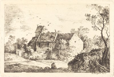 Haus mit Taubenschlag in einer hügeligen Landschaft von Nicolas Perignon