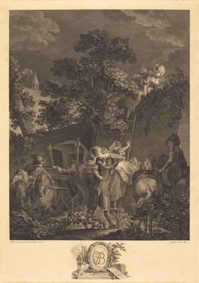 Die nächtliche Entführung von Nicolas Ponce after Pierre Antoine Baudouin