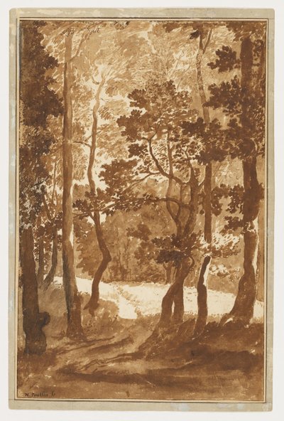 Ein Pfad, der in eine Waldlichtung führt von Nicolas Poussin