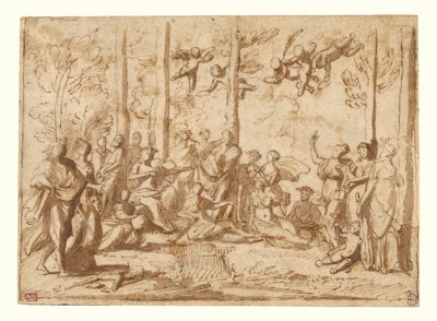 Apollo und die Musen auf dem Berg Parnass von Nicolas Poussin