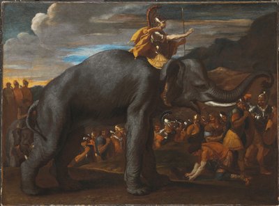Hannibal überquert die Alpen auf einem Elefanten von Nicolas Poussin