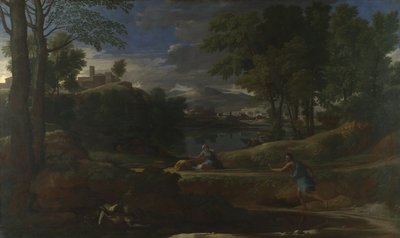 Landschaft mit einem von einer Schlange getöteten Mann, 1648 von Nicolas Poussin