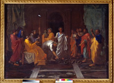 Moses verwandelt Aarons Stab in eine Schlange von Nicolas Poussin