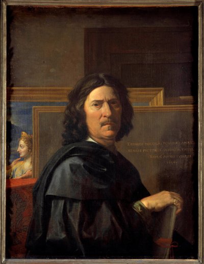 Selbstporträt im Alter von 56 Jahren, Gemälde von Nicolas Poussin von Nicolas Poussin