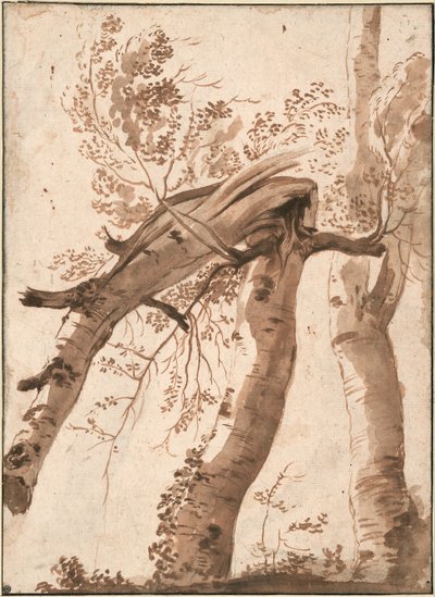 Zwei Silberbirken, die vordere umgefallen, ca. 1629 von Nicolas Poussin