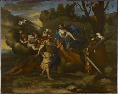 Venus, Mutter des Aeneas, überreicht ihm von Vulkan geschmiedete Waffen, ca. 1635 von Nicolas Poussin