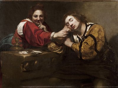 Schläfer, von einer jungen Frau mit einem brennenden Docht geweckt von Nicolas Regnier