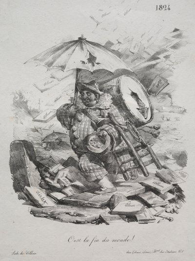 Lithografische Skizzen: Es ist das Ende der Welt! Frontispiz, 1824 von Nicolas Toussaint Charlet